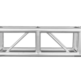 The 290mm Aluminum Lighting Spigot Box Truss is designed for robust lighting support and comes in a 1m length with a 2mm wall thickness. Constructed from high-quality aluminum alloy 6061-T6, this truss features a main tube and vice brace both measuring 50mm x 2mm, along with a 25mm x 2mm diagonal brace.